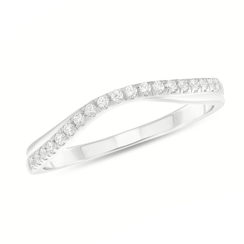 Round Diamond 1/6ctw. Polished Edge Contour Wedding Ring in 10k White Gold image number null